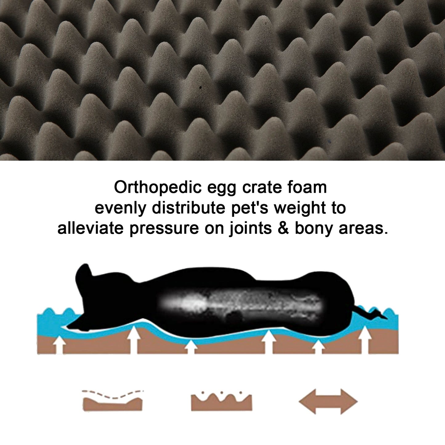 Tail Stories Outdoor All Weather Dog Bed, Waterproof Dog Bed for Large Dogs, Orthopedic Egg Foam Indestructible Pet Bed with Washable Removable Cooling Dog Bed Cover